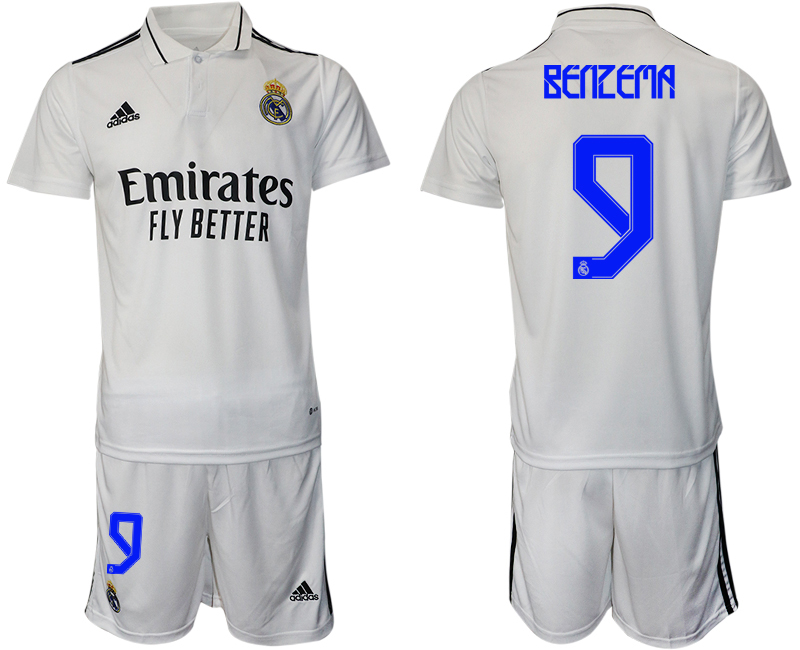 Men 2022-2023 Club Real Madrid home white #9 Adidas Soccer Jersey->customized soccer jersey->Custom Jersey